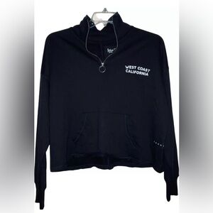 Flirtitude Womens Active Quarter Zip Black Pullover Sweatshirt with Pockets Sz M